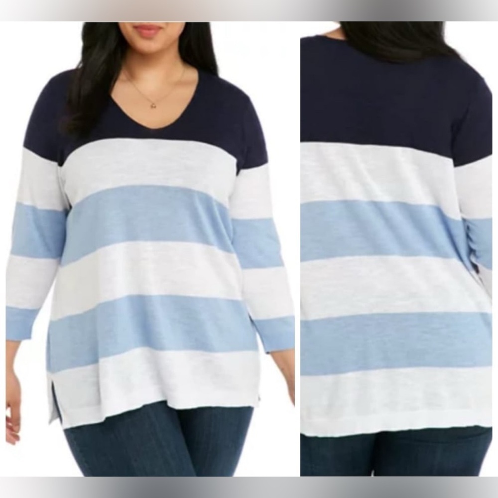 NWT KIM ROGERS LIGHTWEIGHT PULLOVER SWEATER. SIDE SLIT, V NECK. Sz. 2X